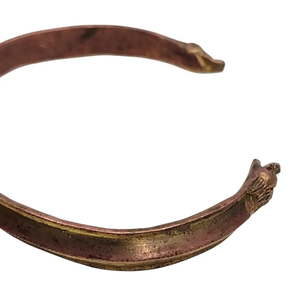 Vintage Copper Dragon Cuff Bracelet Tribal Makara Beast Torc Bangle Viking 30g